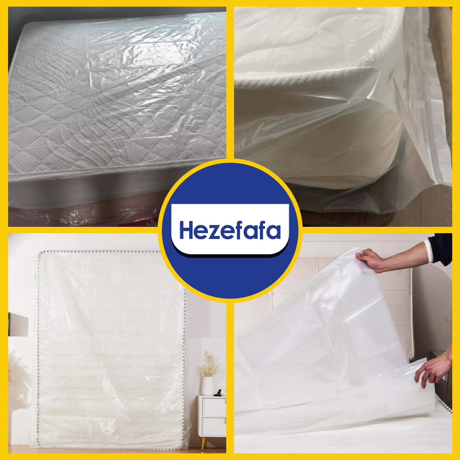 HEZEFAFA 1PK Queen Size Mattress Bag for Moving, Plastic Mattress Protector Cover, Heavy-Duty Mattress Moving Cover Bags (Strong Plastic, Queen)
