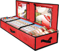 BALEINE Gift Wrap Storage Organizer - 40" Durable 600D Oxford Fabric Bag with Flexible Partitions | Red