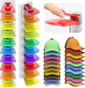 Volnamal Hat Organizer - 2 Pack Baseball Cap Rack Holds Up to 40 Hats | Space-Saving Wall Storage (White & Color)
