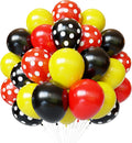 Skiennix 12-Inch Polka Dot Latex Balloons - 60pcs Red, Yellow & Black for Birthday & Baby Shower Decor