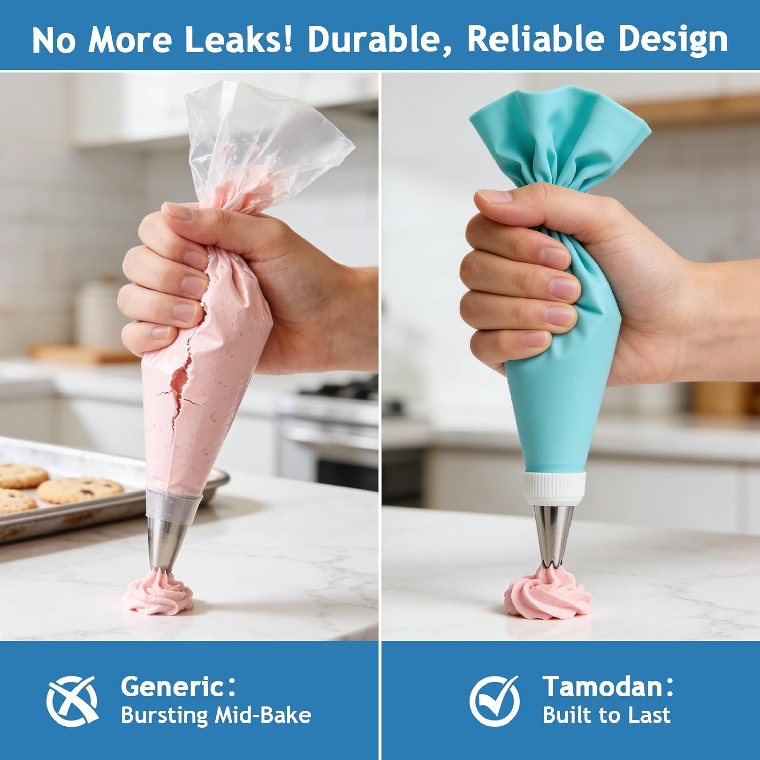 Skiennix Reusable Piping Bags Set - 14-Inch Pastry Bags with 14 Tips & Couplers for Cake Decorating