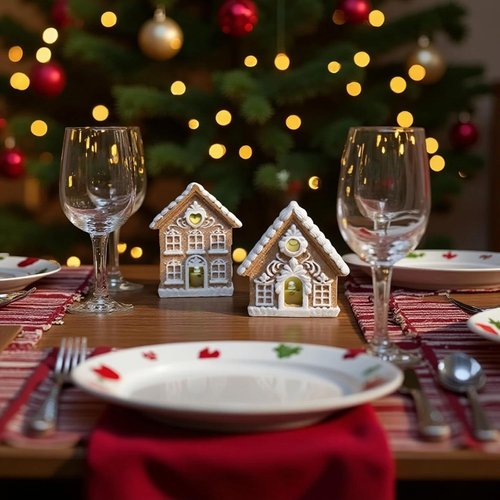 Braxio Gingerbread House Kit - 2PCS Miniature LED Light Decor for Indoor Home | 3 Inch Resin Houses