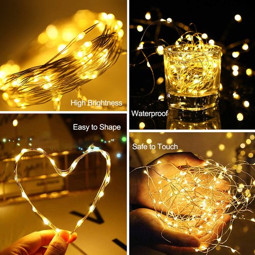 MOBXPAR Photo Clip String Light, 32.8Ft 100 LED Fairy Lights with Clips for Hanging Pictures, Photo Light with 50 Clear Clips for Dorm Bedroom Wall Christmas Wedding Décor