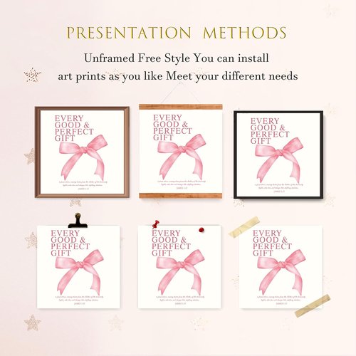 LARTSFRO Coquette Pink Bow Wall Art | Aesthetic Decor for Teen Girls - Set of 4 Unframed 10x10 Inch Prints
