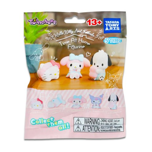 Hello Kitty Time at Home Figures Blind Bags Set - 3 Pack Sanrio Time at Home Mystery Bags Bundle with Mini Figures Featuring Pochacco, My Melody, Kuromi, More Plus Stickers | Hello Kitty Party Favors