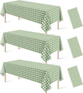 Regine Switzerland Sage Green Gingham Tablecloth - Disposable Plastic Checkered Cover for Parties | 54 x 108 Inch