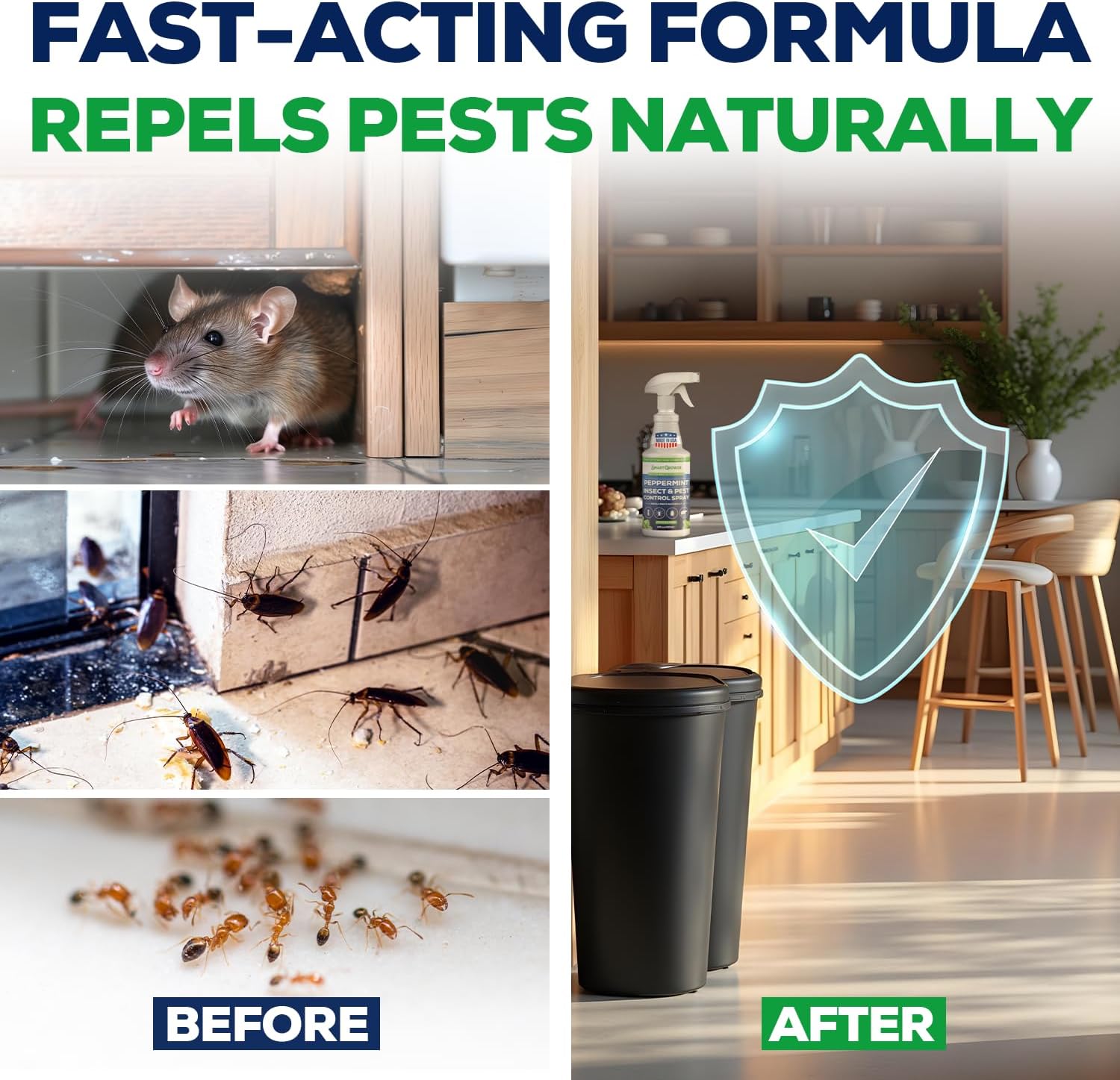 Smart Grower Peppermint Oil Insect & Pest Control Spray - Maximum Strength 16 FL OZ | Repels Mice, Spiders, Ants