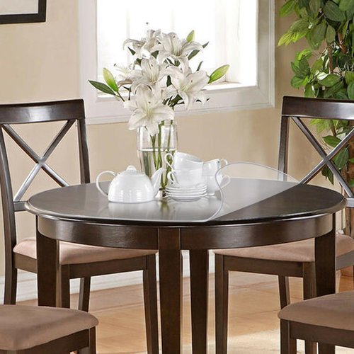 Whirltique Round Clear Table Protector, 45" Round, 1.5mm Thick, Clear Vinyl Table Cover, Scratch Resistant, Dining Room Table Cover