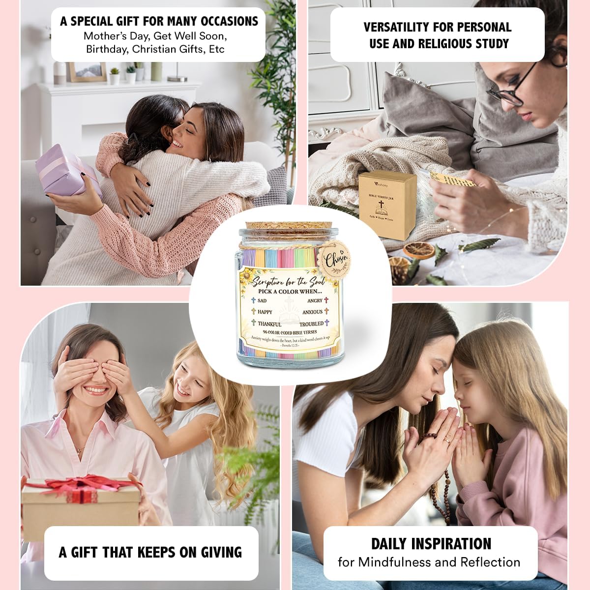 Regine Switzerland Inspirational Bible Verse Jar - Meaningful Christian Gift for Moms | Perfect for Birthdays & Special Occasions