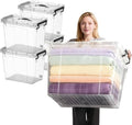 360 QT Clear Storage Bins - Heavy-Duty Stackable Plastic Organizers with Lids | 4 Pack, BPA-Free