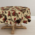 Horaldaily Halloween Tablecloth 60×60 Inch Round, Crow Skeleton Roses Washable Table Cover for Party Picnic Dinner Decor