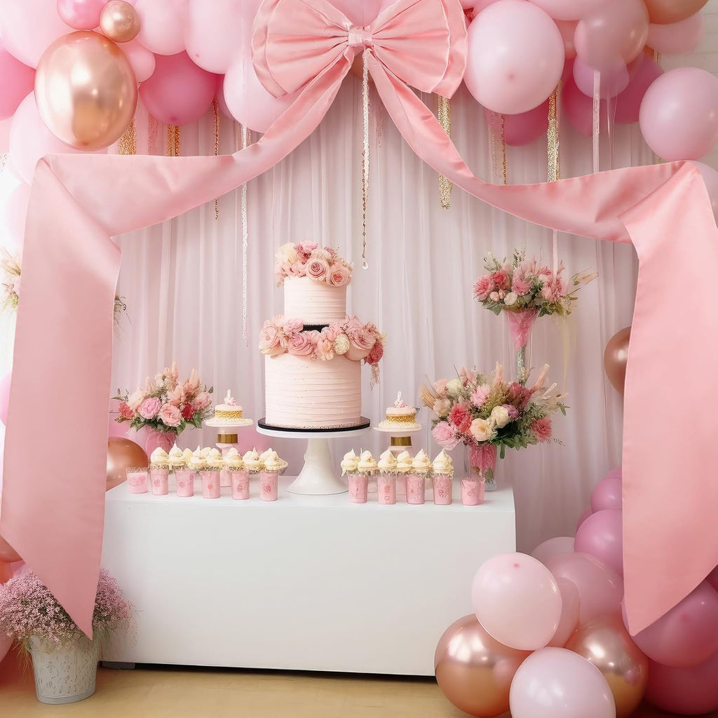 Wavwavw Wedding Bow Decor - Giant Satin Bows for Room Backdrop | 75x18 Inch Dusty Pink Ribbon Tie