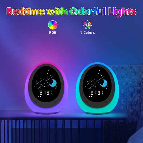 ANNNGUL Ok to Wake Clock, Sleep Training Kids Alarm Clock with Sun & Moon, Green Light Red Light, Nap Timer for Toddler Children