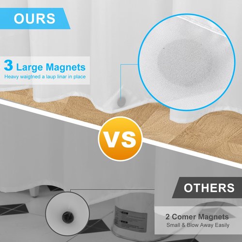 FY&XZH Shower Curtain Liner - Waterproof Cotton Shower Curtain Liner, Machine Washable, Magnetic Weighted Bottom, 71x72 Inch Soft Cloth Bathroom Shower Liner (White)