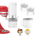 Shaved Ice Attachment and 2 Pack Ice Cream Maker Attachment Set Fit for KitchenAid Stand Mixer, BPA-Free, Compact Size Easy Store In The Freezer