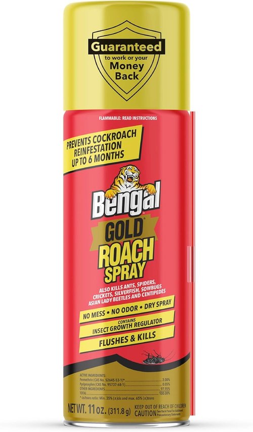 Bengal Gold Roach Spray - Odorless & Stain-Free Bug Control - Prevents Reinfestation for 6 Months - 11 oz