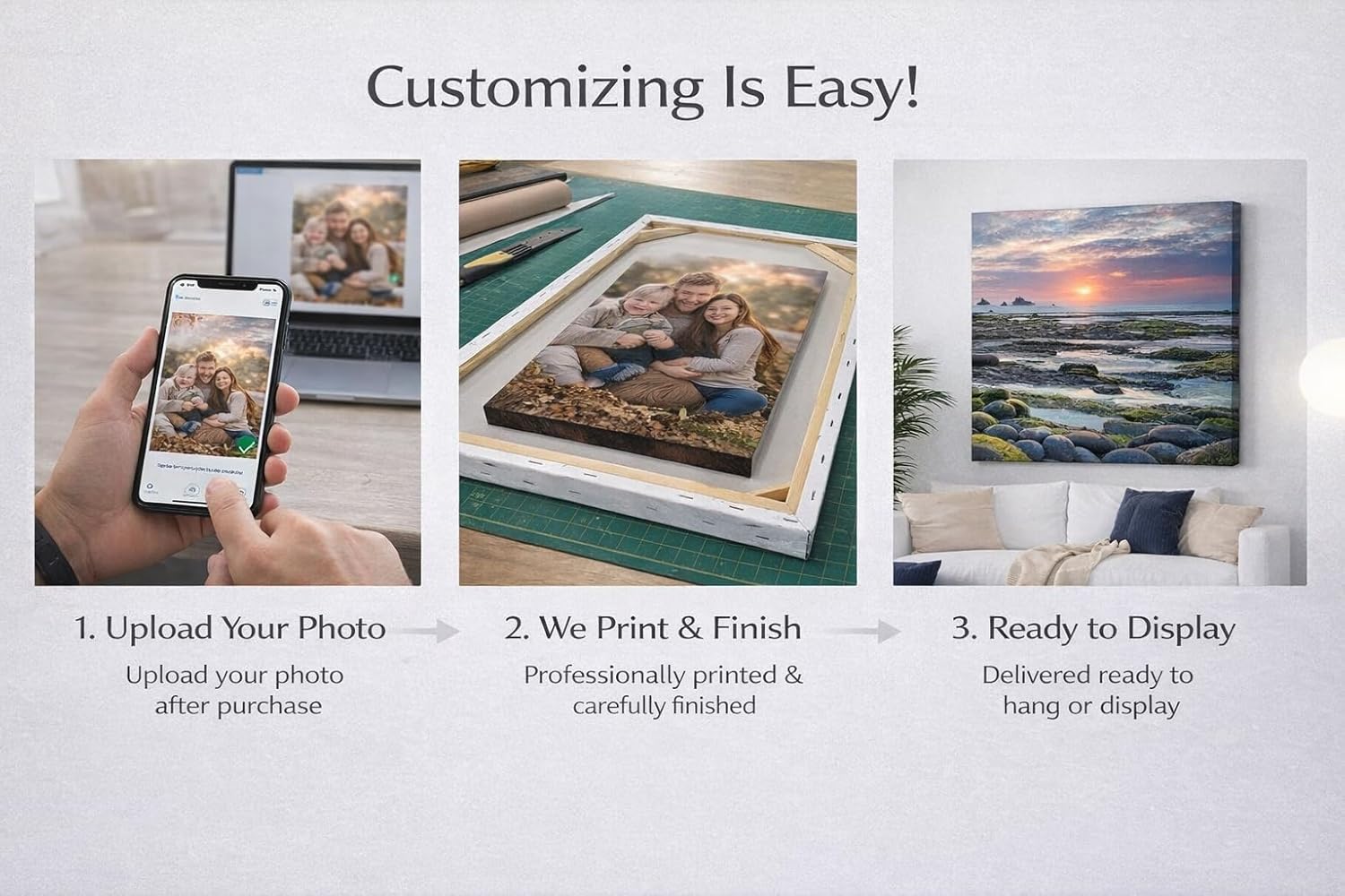 ZXDZSM Custom Canvas Poster - Personalized Photo Wall Art | Unframed 24" x 36" Size