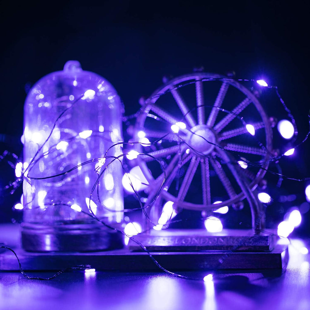 Skiennix Halloween Purple Fairy String Lights - 12 Pack 7 Ft 20 LED Battery Operated for Party Decor
