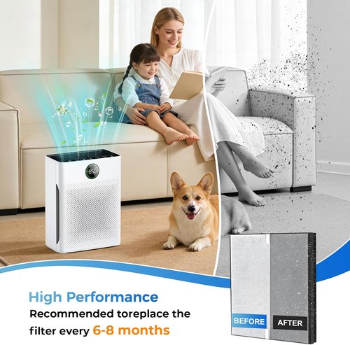 Mooka PR1 Replacement Air Filter - High-Efficiency Washable Filters for Large Rooms up to 2200 sq.ft | 2-Pack
