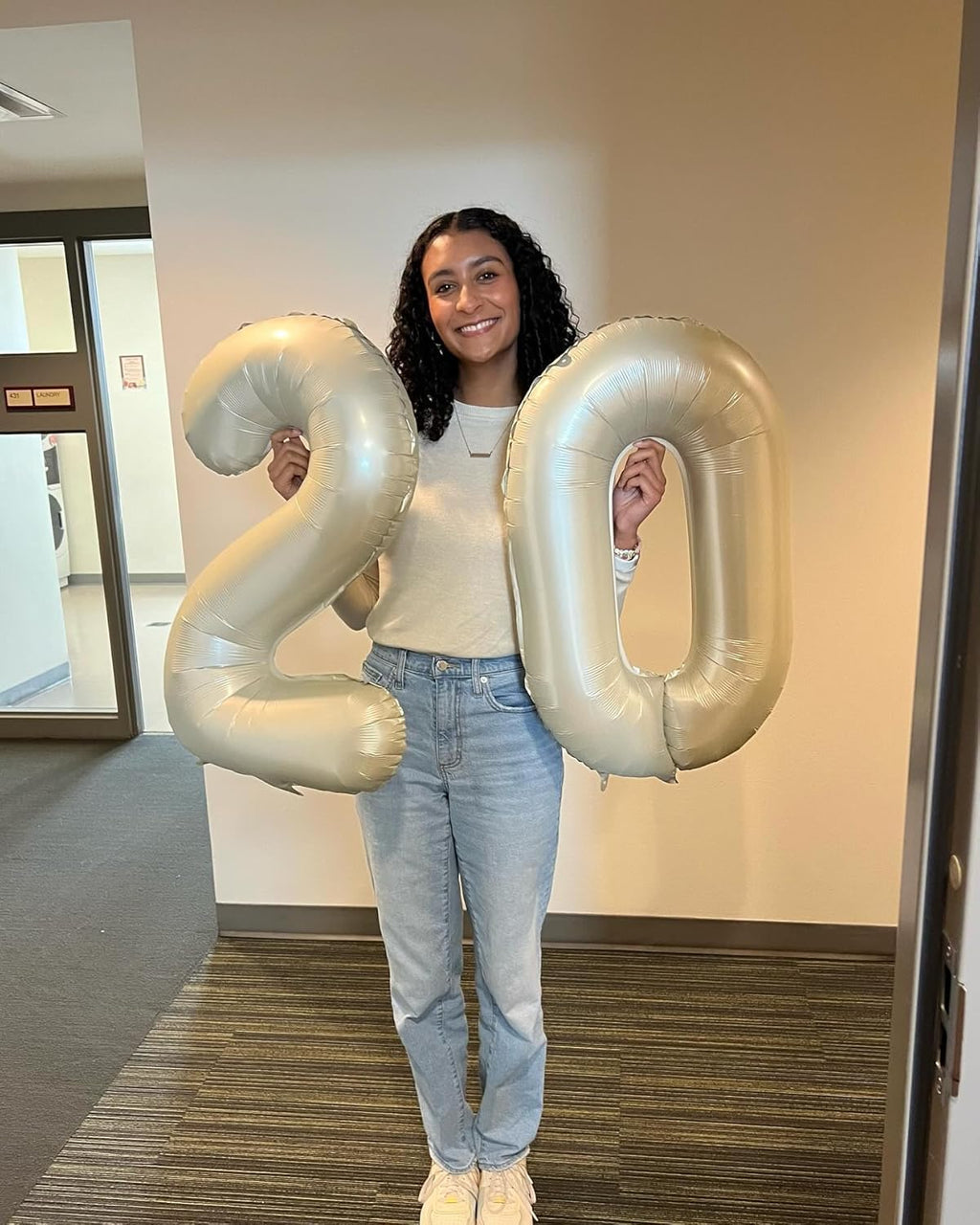 Regine Switzerland Cream Number Balloon - 40 Inch Birthday Decoration for Milestone Celebrations