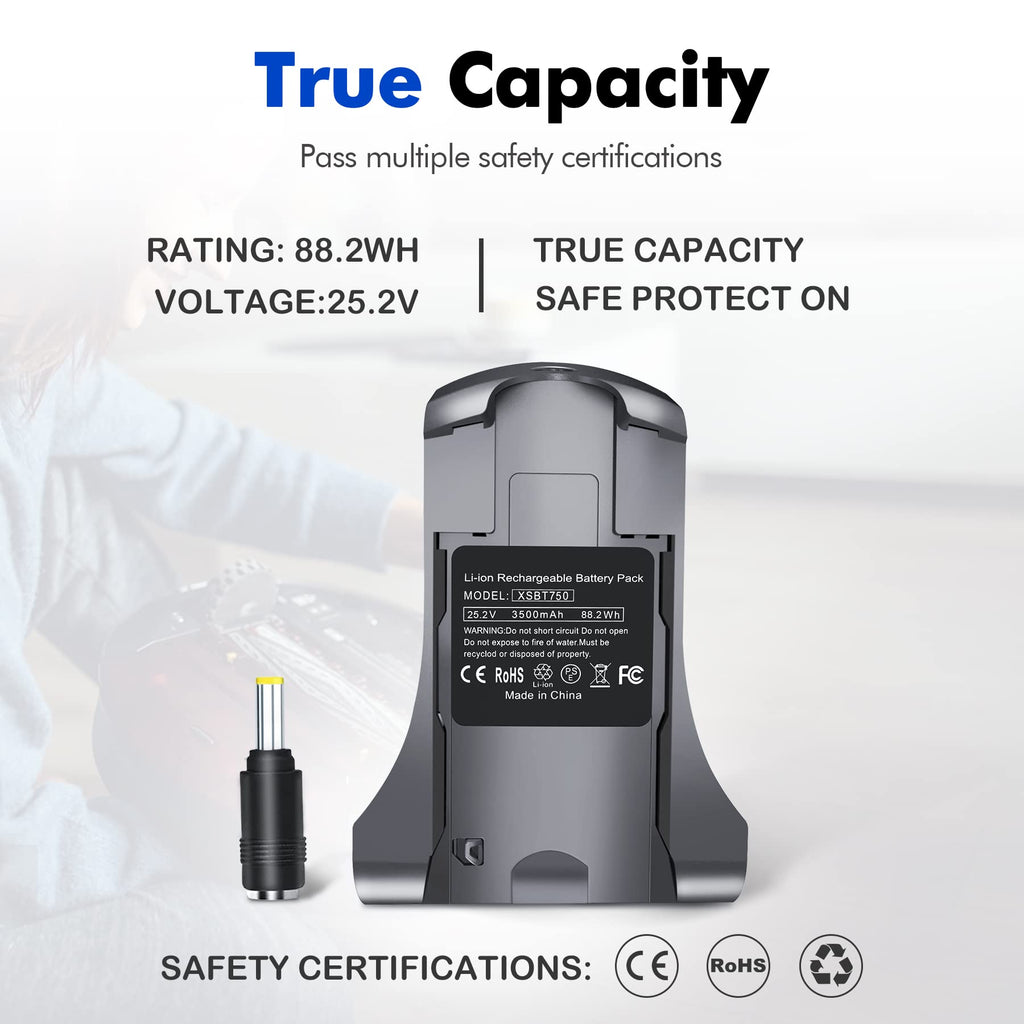 TSKYBEAR 3500mAh XSBT750 XSBT700 Battery Compatible with Shark IZ462H IZ482H IZ483H IZ463H IZ201 IZ251 IZ462HNP Vertex Cordless Stick Vacuum Cleaners Lithium Rechargeable Battery 25.2V 88.2Wh