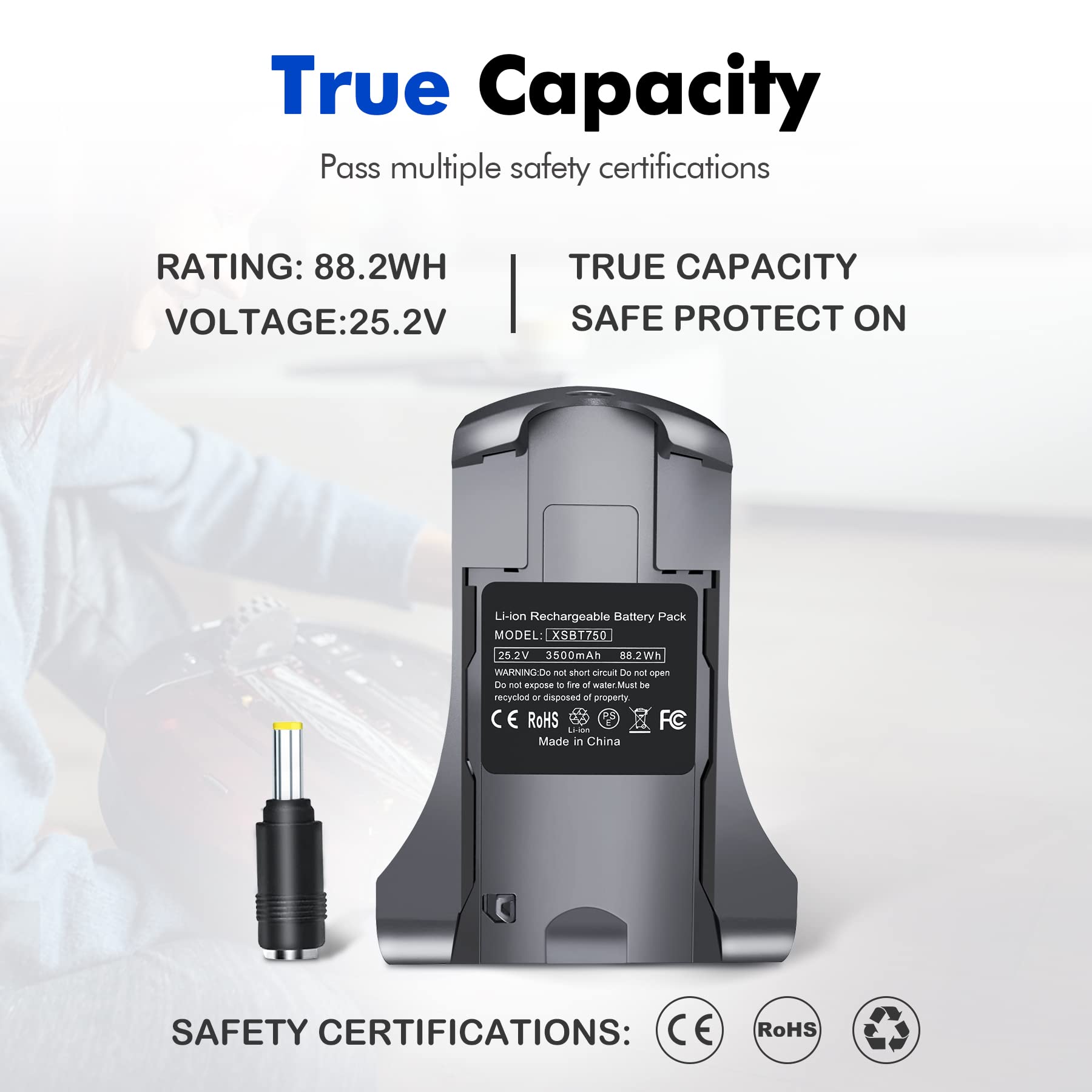TSKYBEAR 3500mAh XSBT750 XSBT700 Battery Compatible with Shark IZ462H IZ482H IZ483H IZ463H IZ201 IZ251 IZ462HNP Vertex Cordless Stick Vacuum Cleaners Lithium Rechargeable Battery 25.2V 88.2Wh