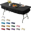 4ft Black Stretch Tablecloth by [Brand Name] - Waterproof, Wrinkle-Resistant Design for Events & Table Protection