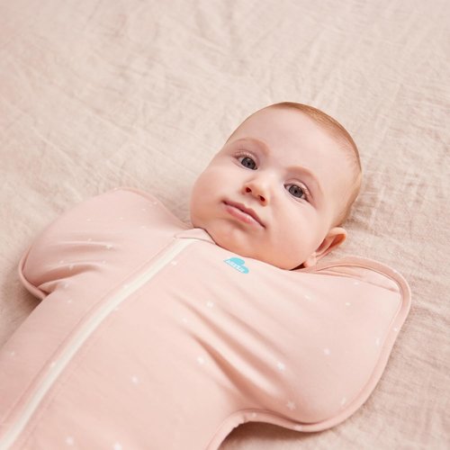 Love To Dream Swaddle UP - Baby Sleep Sack for Self-Soothing | Snug Fit, 1.0 TOG, Medium 13-19 lbs, Powder Pink Twinkle