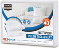 Utopia Bedding Waterproof Pillow Protectors - Bed Bug & Dust Mite Proof | Queen Size Zippered Covers (Set of 4)