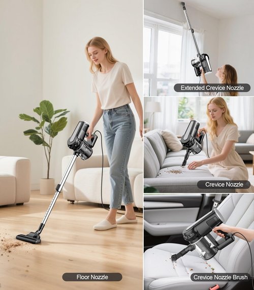qimedo Corded Stick Vacuum Cleaner,600W Plug in Stick Vacuum Cleaner for Home,Handheld Vacuum Cleaners for Hard Floor,Carpet