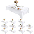 Lemict Rectangle Tablecloth White Washable Decorative Polyester Table Cloth, Wipeable Table Cover for Dining/Wedding/Birthday/Party/Banquet Decor 60" x 84", 12 Pack