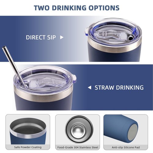 GGQ 20oz Travel Coffee Tumbler Food-Grade 304 Stainless Steel Vacuum Insulated Double Wall Leak-Proof Lid Reusable Straw Hot and Cold Drinks Cup Holder Friendly (Brown)
