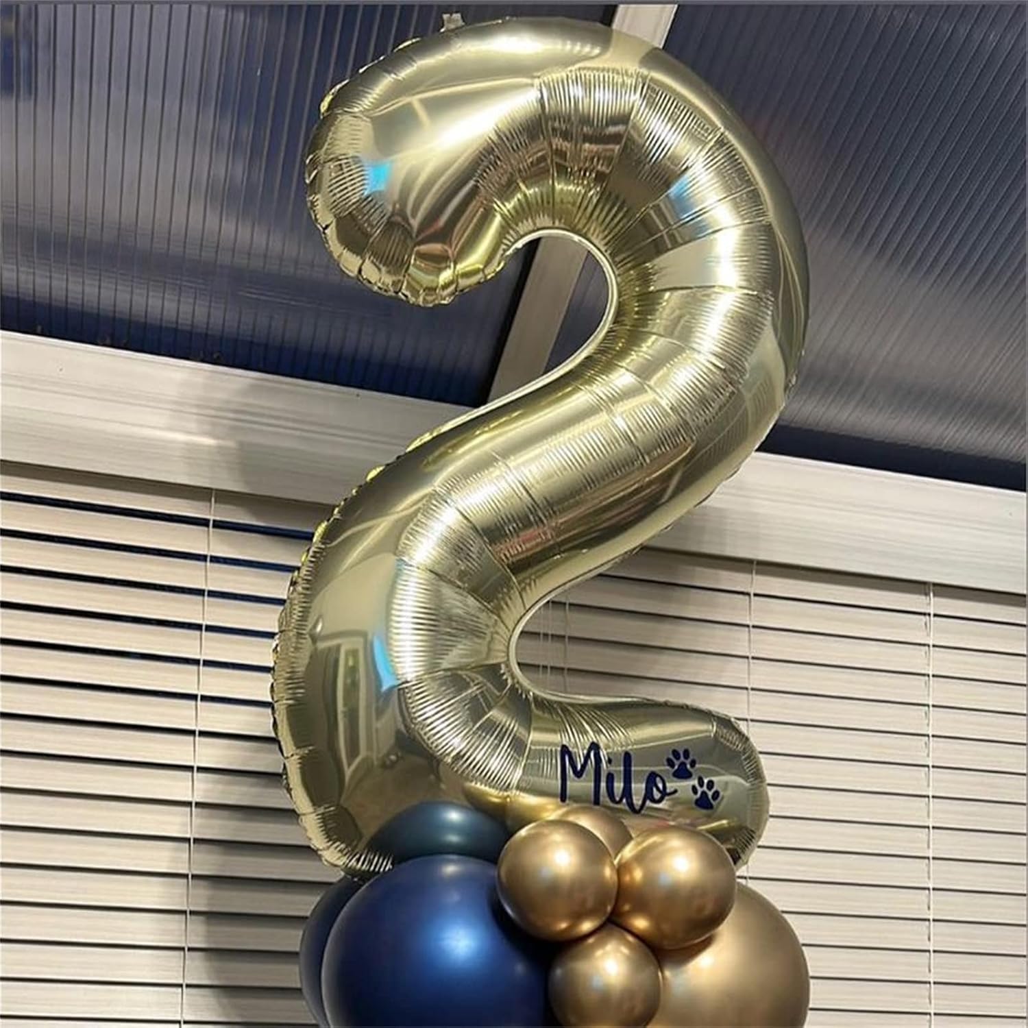 Skiennix 40-Inch Champagne Gold Number 2 Balloon - Large Foil Helium Decoration for 2nd Birthday & Anniversaries