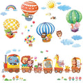 DECOWALL DA4-1406 Animal Train and Hot Air Balloons Kids Wall Stickers Wall Decals Peel and Stick Removable Wall Stickers for Kids Nursery Bedroom Living Room décor