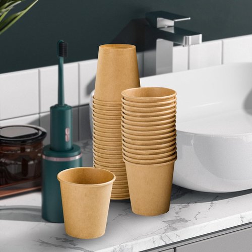 Clawsoff 1200 Pack 3 oz Paper Cups, Disposable Kraft Small Mouthwash Bathroom Cups 3 Ounce, Hot/Cold Beverage Cups for Home, Kitchen, Party