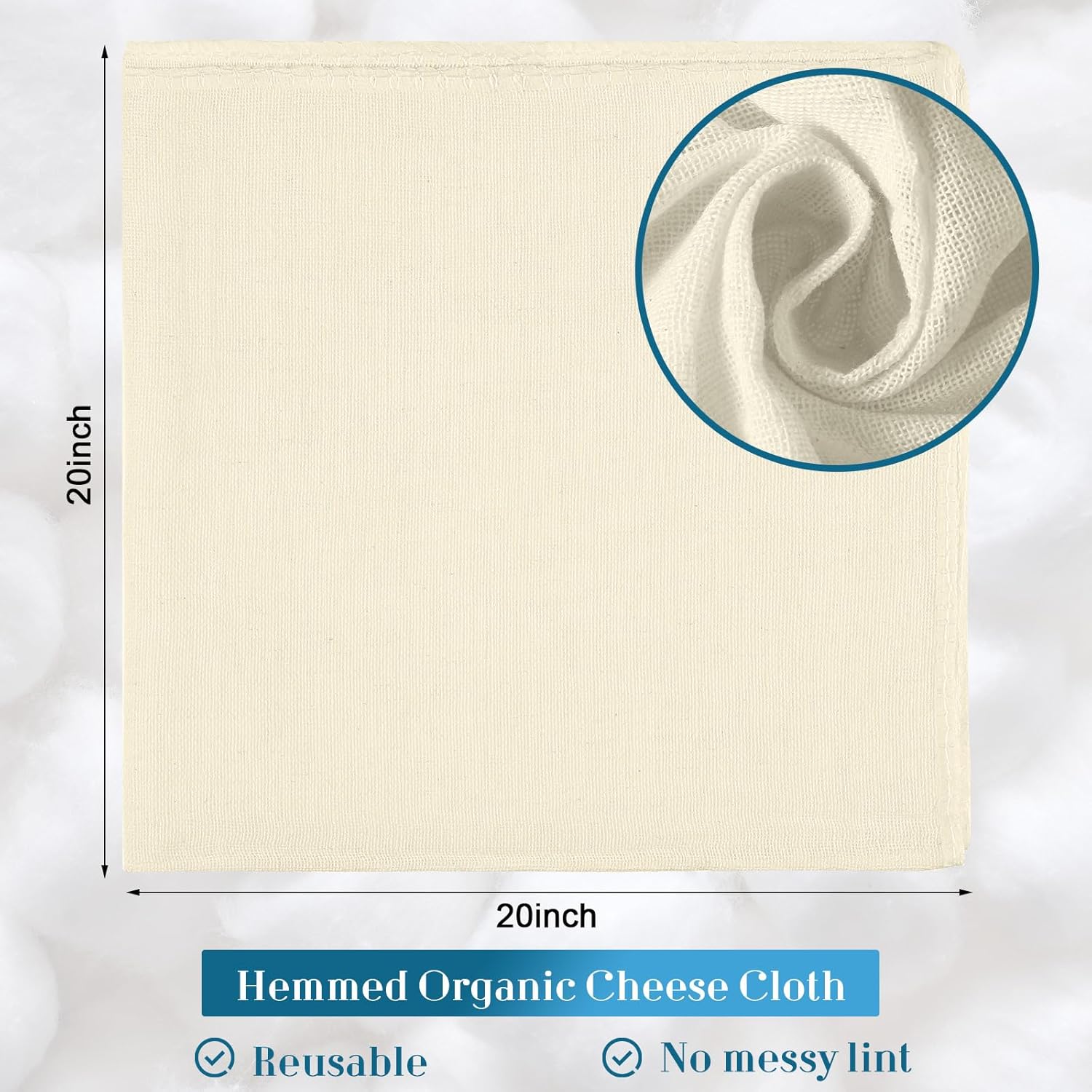 Peryiter Cheese Cloth - 60 Pcs 20x20 Inch Unbleached Cotton for Straining & Cheese Making