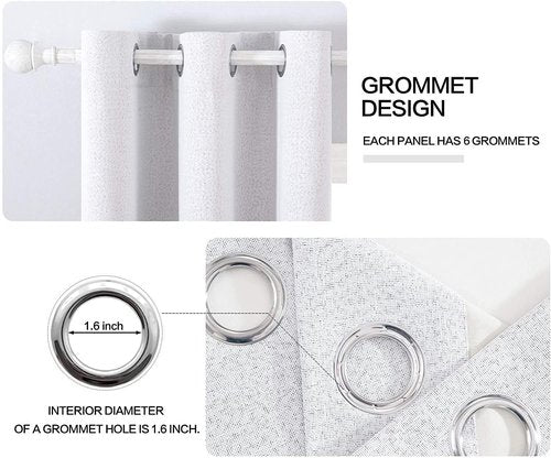 MIULEE Linen Blackout Curtains - 100% Thermal Insulated Room Darkening Drapes | Grayish White, 42x63 Inch (2 Panels)