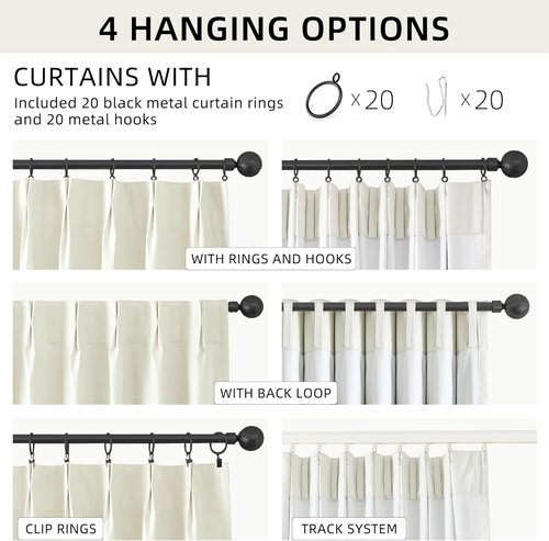 ChrisDowa Ivory Pinch Pleated Blackout Linen Curtains - 84 Inches Long | Thermal Insulated Drapes for Living Room & Bedroom