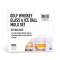 Izzo Golf Whiskey Glass Golf Ball Ice Set - Enjoy a Glass of Whiskey or Bourbon in a Rocks Glass with a Golf Ball Molded ice Cube, Golf Ball ice Cube Mold Included