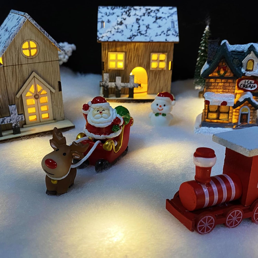 Skiennix Christmas Snow Blanket - 1.3x5.25 Ft Faux Snow Roll with 50 LED Lights | Winter Village Decor