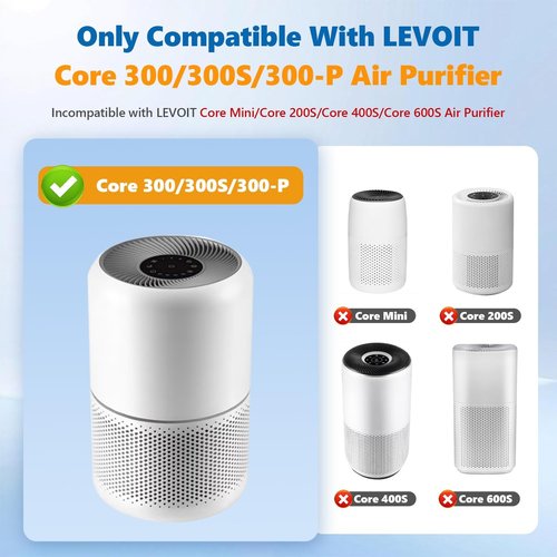 LEVOIT Core 300 Replacement Filter - 3-in-1 H13 True HEPA & Activated Carbon - 2 Pack, White