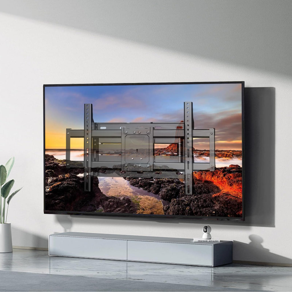 WNJQBY Full Motion TV Wall Mount - 37-85'' Flat/Curved TVs, Swivel Articulating Arms, Max VESA 600x400mm, Tilt Rotation, Holds up to 135 lbs