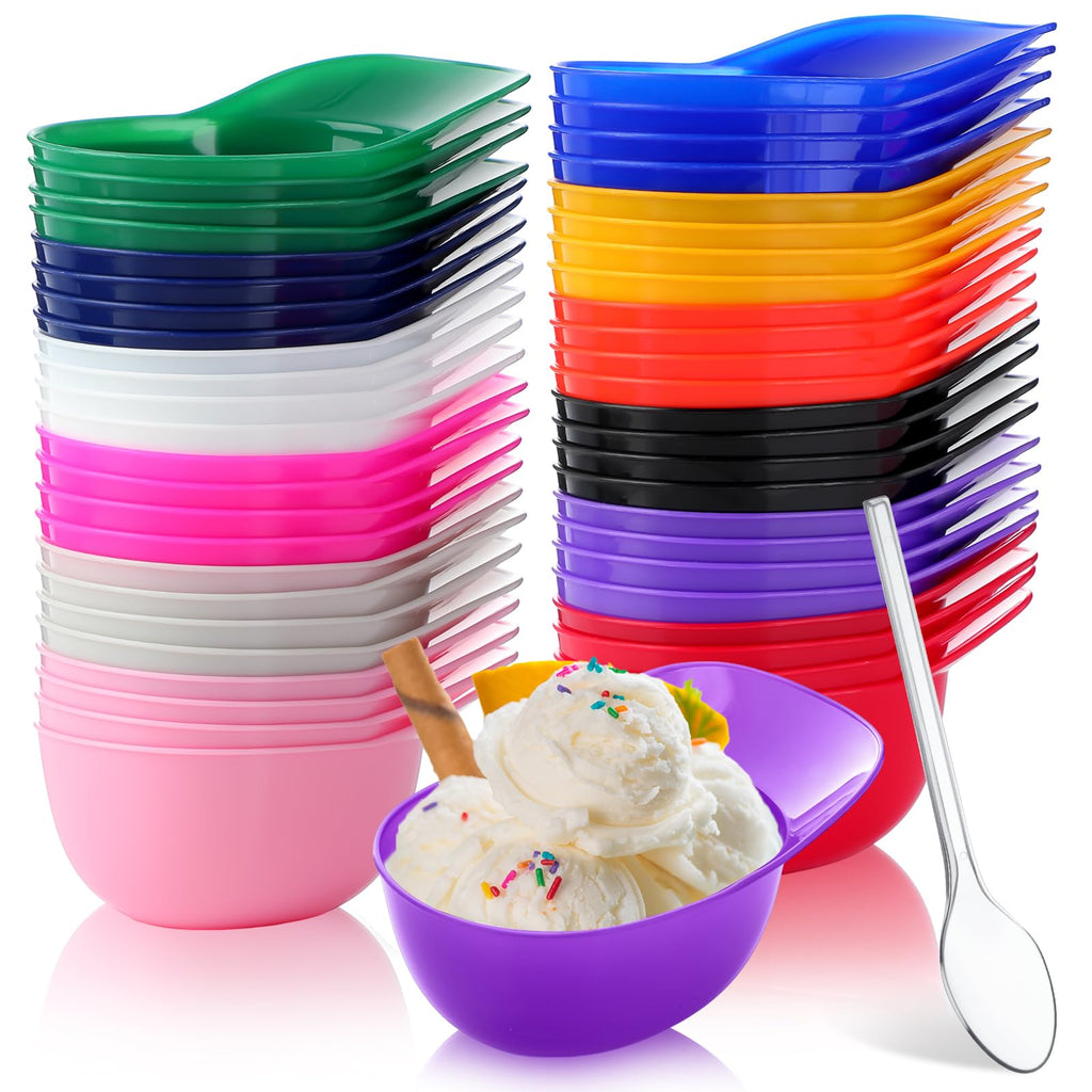 Honeydak 48 Pack Plastic Baseball Helmet Bowl with Spoons 8 oz Mini Ice Cream Dessert Baseball Cap Bowls Party Snack Cups for Birthday Party Decorations Supplies
