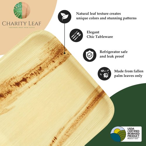 Charity Leaf Disposable Palm Leaf 12" Heart Plates (25 pieces) Bamboo Like Serving Platters, Disposable Boards, Eco-Friendly Dinnerware For Valentines, Weddings, Catering, Events