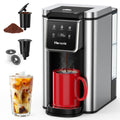 Horavie Single Serve Coffee Maker for K-Cup Pod and Grounds, Hot and Iced Coffee Maker, 6 to 14oz Brew Sizes, 50oz Removable Reservoir, Strong Button Feature, Fit 6.5" Mugs, Stainless Steel, Black