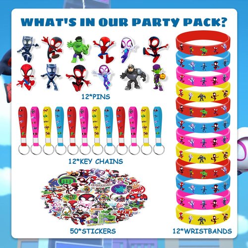 Spidey Birthday Party Supplies, 86Pcs Party Gifts Set for Spidey Theme Party