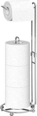 Simple Houseware Toilet Paper Holder - Freestanding Chrome Bathroom Tissue Storage Solution