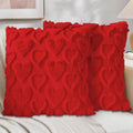 Valentine's Day Pillow Covers 18x18 Inch, 2 Pack Red Heart Throw Pillow Soft Plush Faux Fur Anniversary Wedding Valentines Day Decorations Square Luxury Case for Sofa Bed Home Decor (Red Pack of 2)