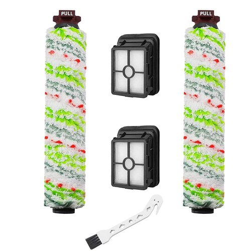 KLAQIAN 1785 2306A Crosswave Pet Pro Replacement Parts for Bissell Crosswave Roller Brush Replacement and Crosswave Replacement Filter (2 Multi-Surface Pet Brush Rolls+2 Filters)