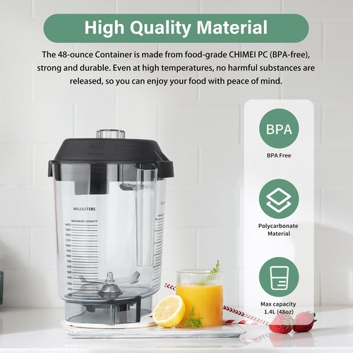 Blender Pitcher 48oz Compatible with Commercial Blenders VM0145 36019 15978 16016 VM0100A etc. Replacement 48 oz triangular Blender Container Pitcher Cup Jug -3 YR Support